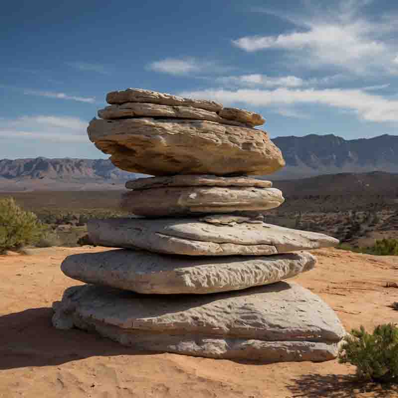 Ein kunstvoller Turm aus Steinen, der die Schönheit und Balance der Natur widerspiegelt.