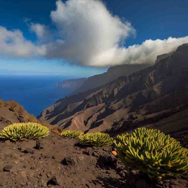 Ein Panoramablick über die Insel La Palma, der die überwältigende Landschaft und die beeindruckende Schönheit der Natur zeigt.