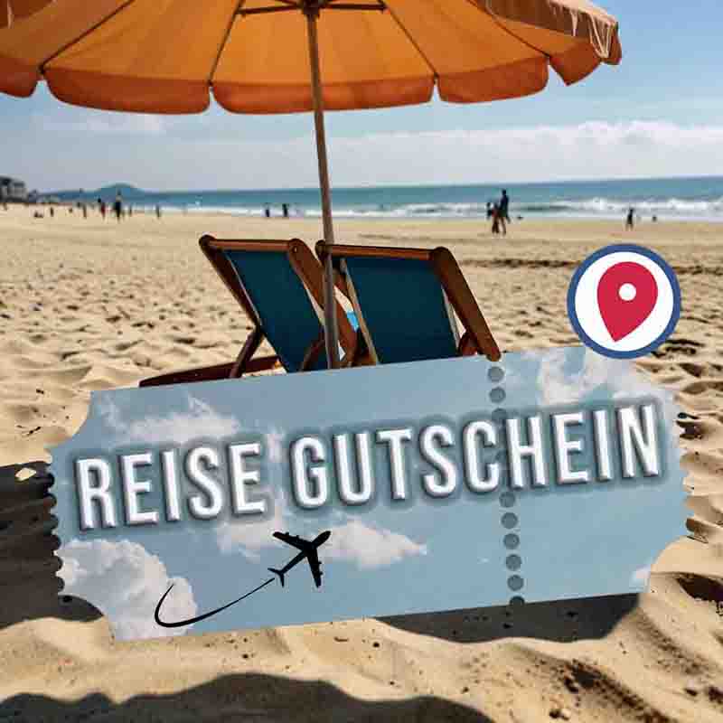 Gutschein für eine Reise, der die Vorfreude auf unvergessliche Erlebnisse und Abenteuer weckt.