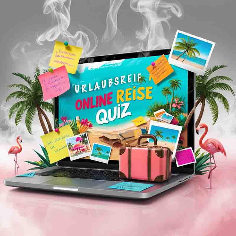 Computer mit dem Reise quiz von Reisebüro Urlaubsreif.